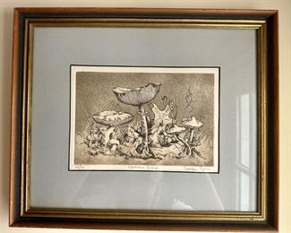 "Mushroom Group," Engraving 20/30, Signed George Engle