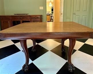 Antique Dining Table with Claw on Ball Feet