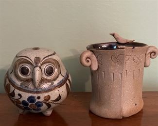 Art Pottery Owl & Vase