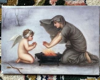 Antique Painted Porcelain Scene (Made in Florence)