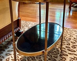 Marble & Brass Side Table with Pinecone Finials