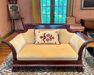 Carved Empire Mahogany Sofa