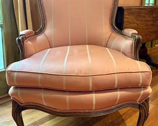 (2) Striped, Vintage Armchairs