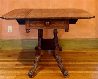 Antique Drop Leaf Table with Carved Feet