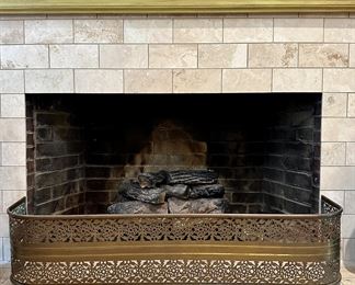 Antique Pierced Brass Fireplace Bumper