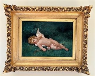 "Cupid" Oil on Canvas, Signed R. LeFevre