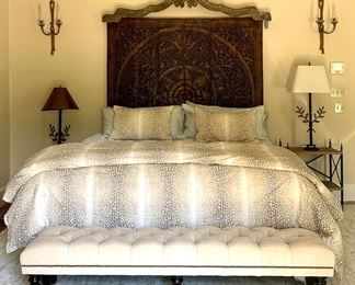 King Bed with Carved Indonesian Headboard