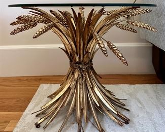 Glass & Gold Gilt Wheat Side Table