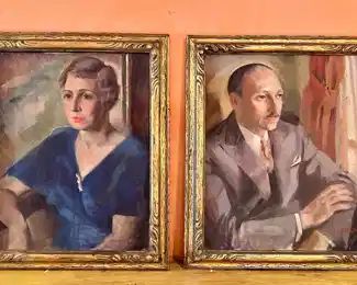 (2) Oil on Canvas Portraits, Signed Francohen
