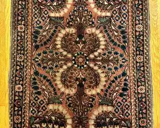 Wool Rug (dark blue, maroon) - approx. 2' x 2'