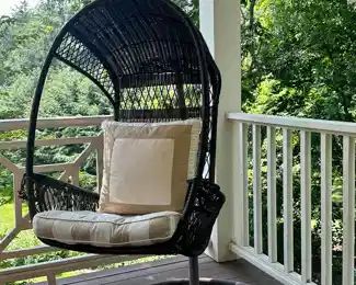 Wicker Hanging Basket Swing on Stand