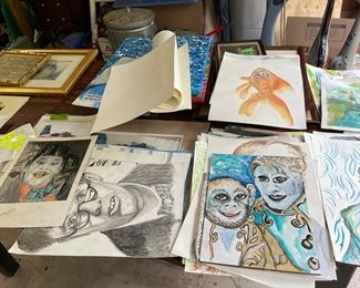 Watercolor, artwork, unsigned, and on framed