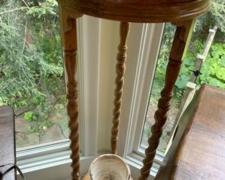 Antique barley twist plant stand