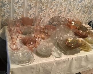 Pink depression glass