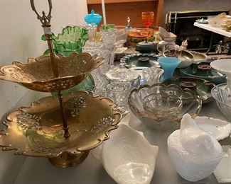 Brass tidbit and lots of glass