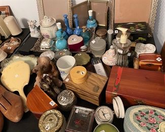 Vanity and trinket boxes in the back bedroom