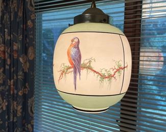 Vintage glass parrot light fixture