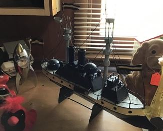 Vintage tin ship model