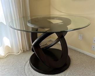 Approx. 30" high glass table. Recently purchased, not yet used.