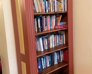 Hand-painted 7ft. 6-shelf bookcase built with casing trim.