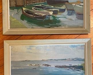Vintage framed seascape oil paintings by St. Louis artist, Beamus.
Sold separately.