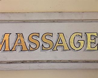 Antique wood & gold leaf Massages business sign