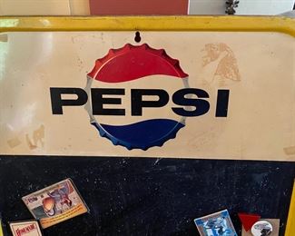 Vintage Pepsi magnetic metal chalkboard ad.