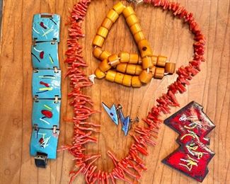 Coral, Amber, enamel and more 