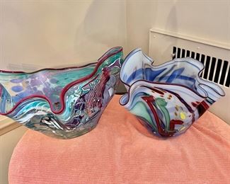 Art glass vases or bowls 