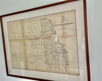 Vintage map Kansas and Nebraska 