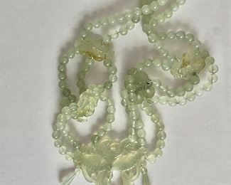 Carved serpentine jade beaded necklaces 