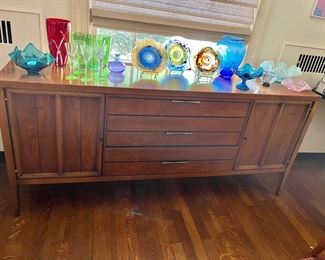 Mid century modern sideboard and glassware 