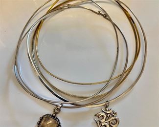 Sterling silver collar bars and pendants 