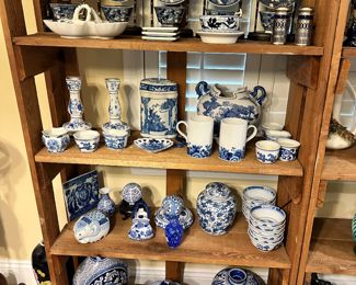 Lots of blue and white items 