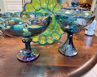 Blue carnival glass 