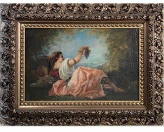 Gypsy dancer reclining with cluster of grapes 19 th century 