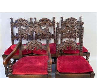 Set five English Carved Oak Yorkshire 
19 th/ early 20 century 