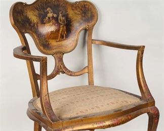 Continental paint decorated Arm chair 