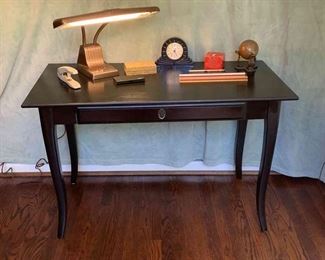 Black Desk And Lamp