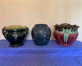 Majolica Jardinieres And Friend