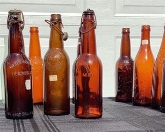 Vintage Amber Bottles Friend