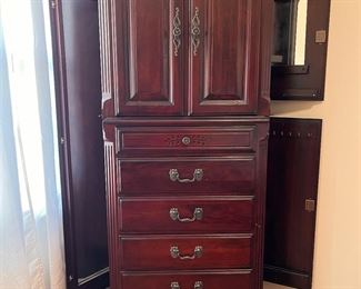 Jewelry Armoire w/locking doors (2 keys are taped into bottom drawer) 