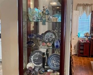 Tall Mahogany Lighted Curio Cabinet number 1