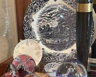 Black Glass Vase, More Paperweights