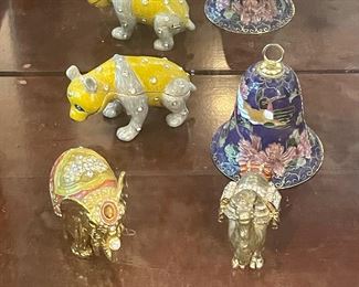 Cloisonne’ Bell, Jeweled Animal Trinket Boxes
