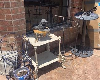 Metal table, Metal Sun Dial, Planters