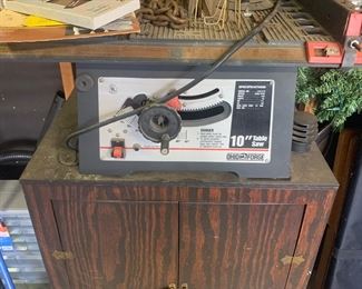 10” Table Saw, Wooden Cabinet 