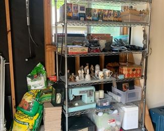 Metal Shelf on Wheels, Lanterns, Collectibles 
