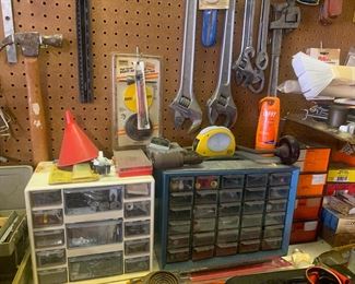 Wrenches, organizers, nails and screws, hammers 