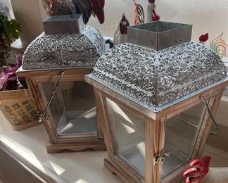 Lantern Candle Holders, Roosters